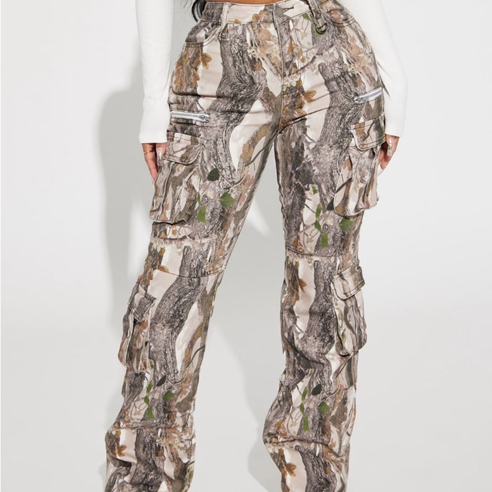 Fashion Nova Woodland Print Cargo Pants